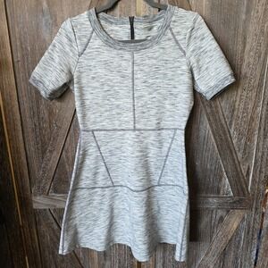 Athleta Dress Women's Size Small Gray Black Stripes Form Fitting Short Sleeve